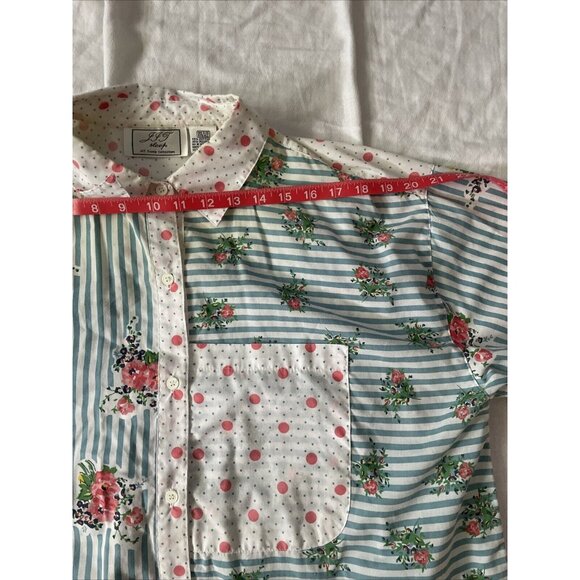 Vintage JIT Sleep Shirt Dress Floral & Polka Dot Print One Size Cotton Blend - Picture 9 of 11